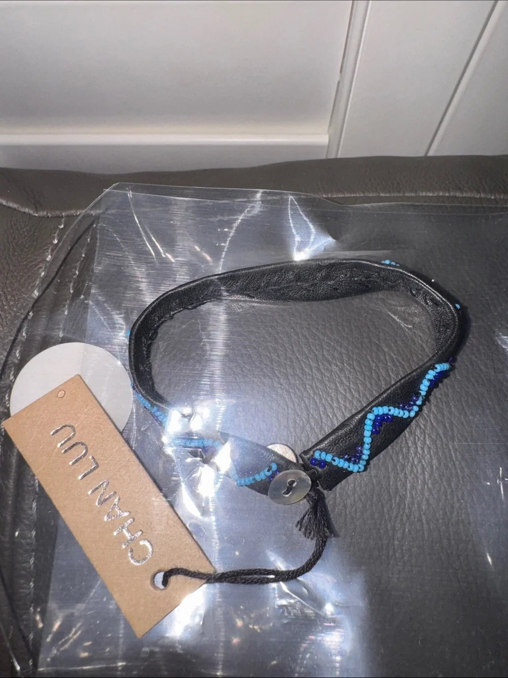 CHAN LUU  Beaded Leather Bracelet with Blue Accents (RARE) ✨